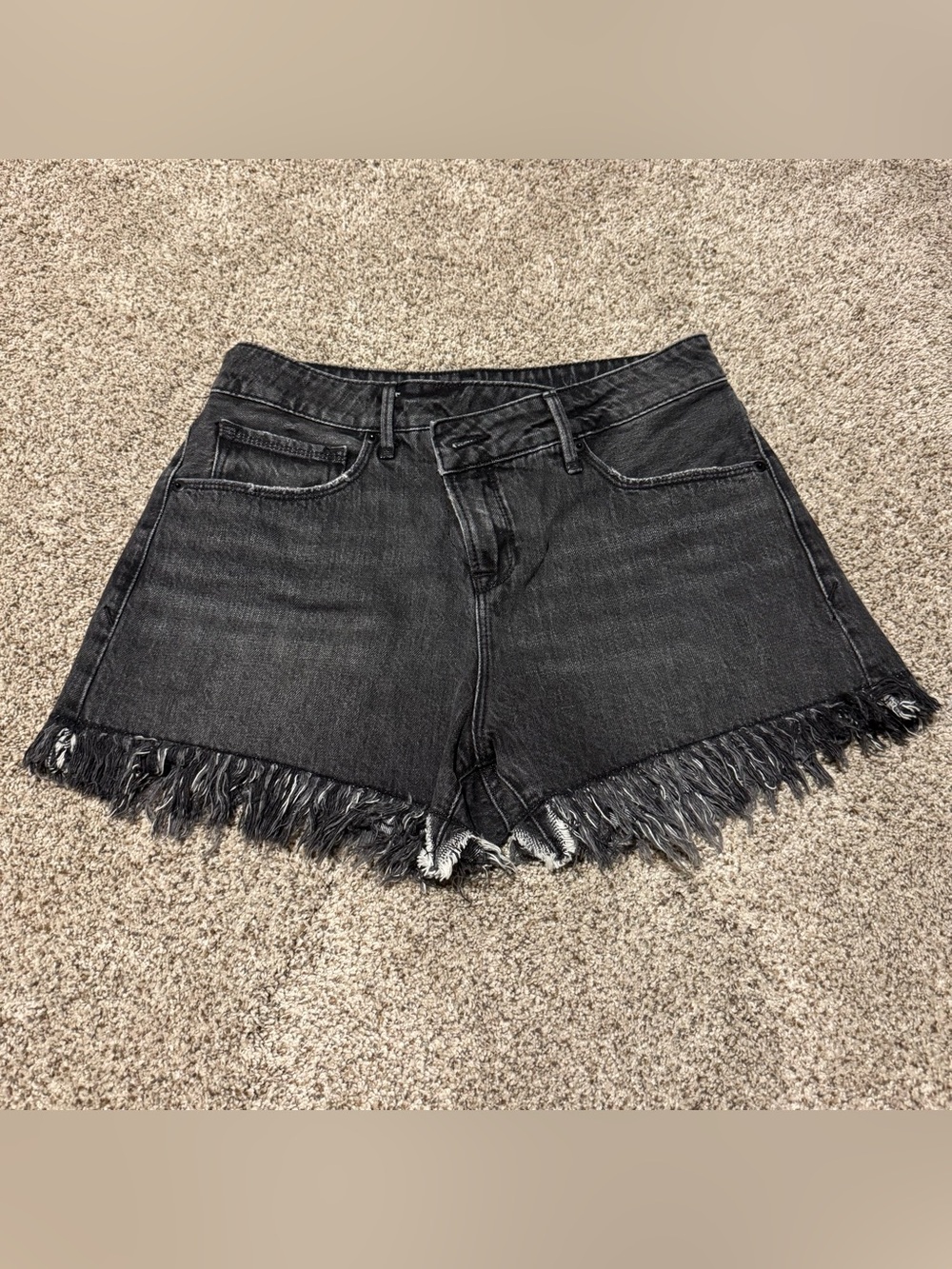 Good American High Waist Fray Hem Shorts